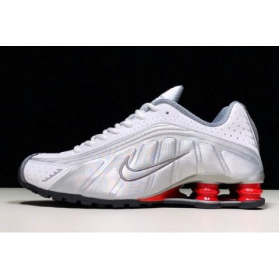 Nike Shox R4 Beyaz / Metal Gümüş / Kırmızı Koşu Ayakkabısı Türkiye - YKUX38MN